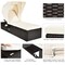 Costway Patio Rattan Lounge Chair Chaise Cushioned Top Canopy Adjustable White